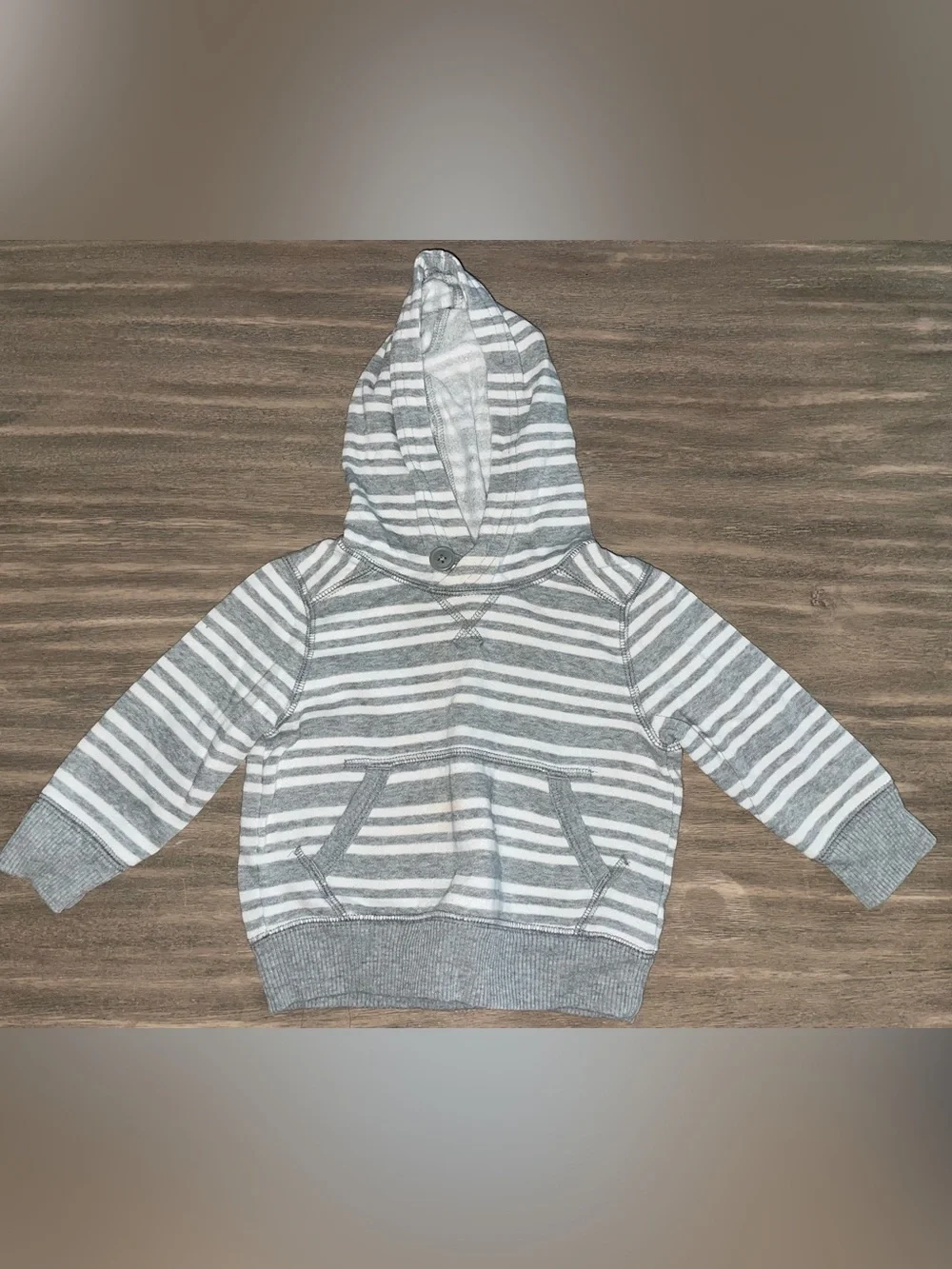 Old Navy Kids Hooded Pullover - Gray & White Stripes